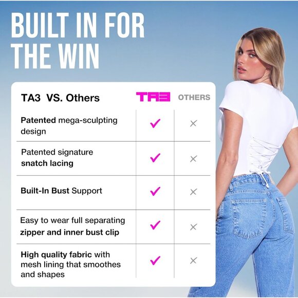 TA3 Short Sleeve Corsety Top for Women Full Separating Zipper  A to H Cup - Picture 5 of 7